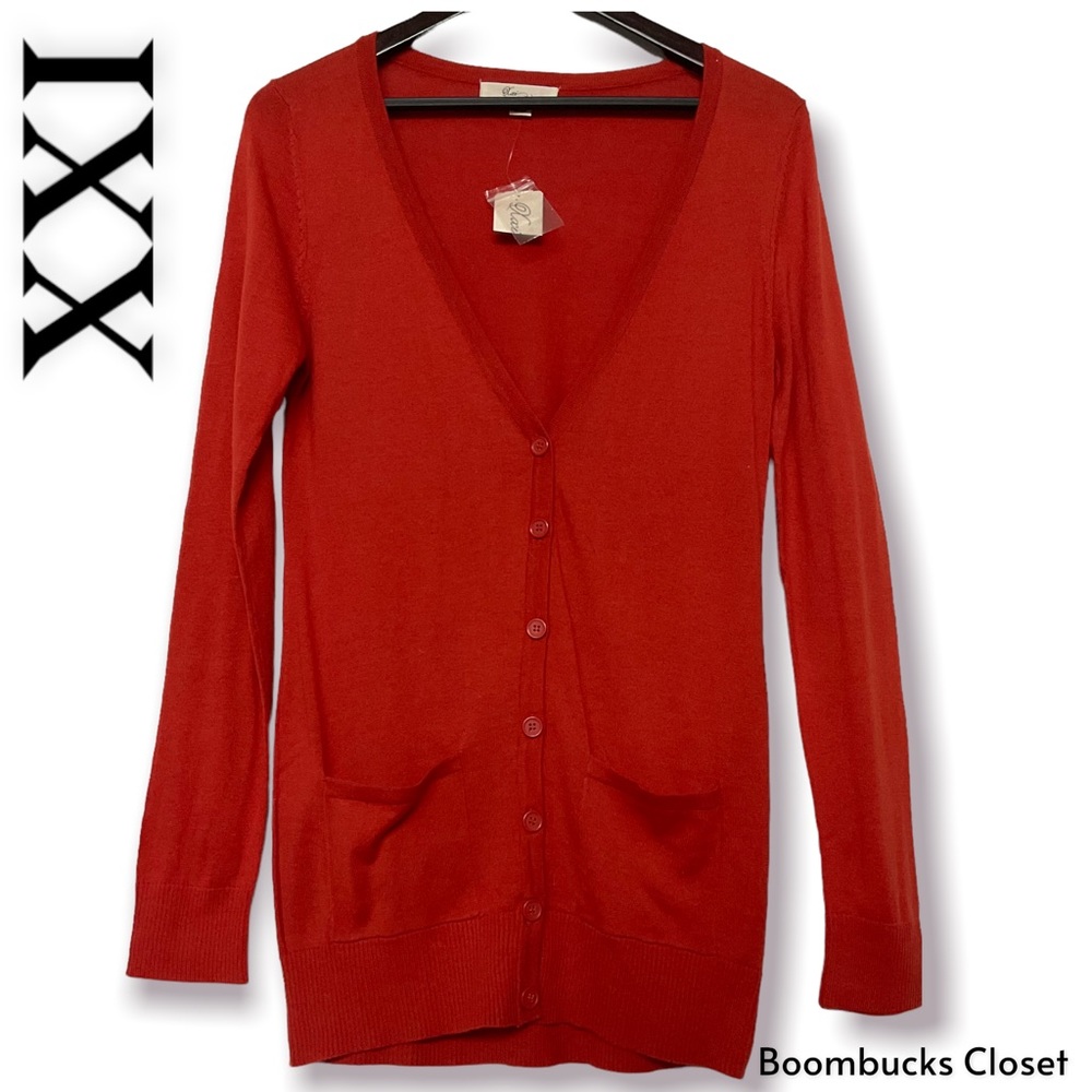 NWT XXI Sweater  Long Cardigan  Rust Orange  Medium Cotton Cardigan